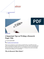 4 Important Tips On Writing A Research Paper Title: Why Do Research Titles Matter?