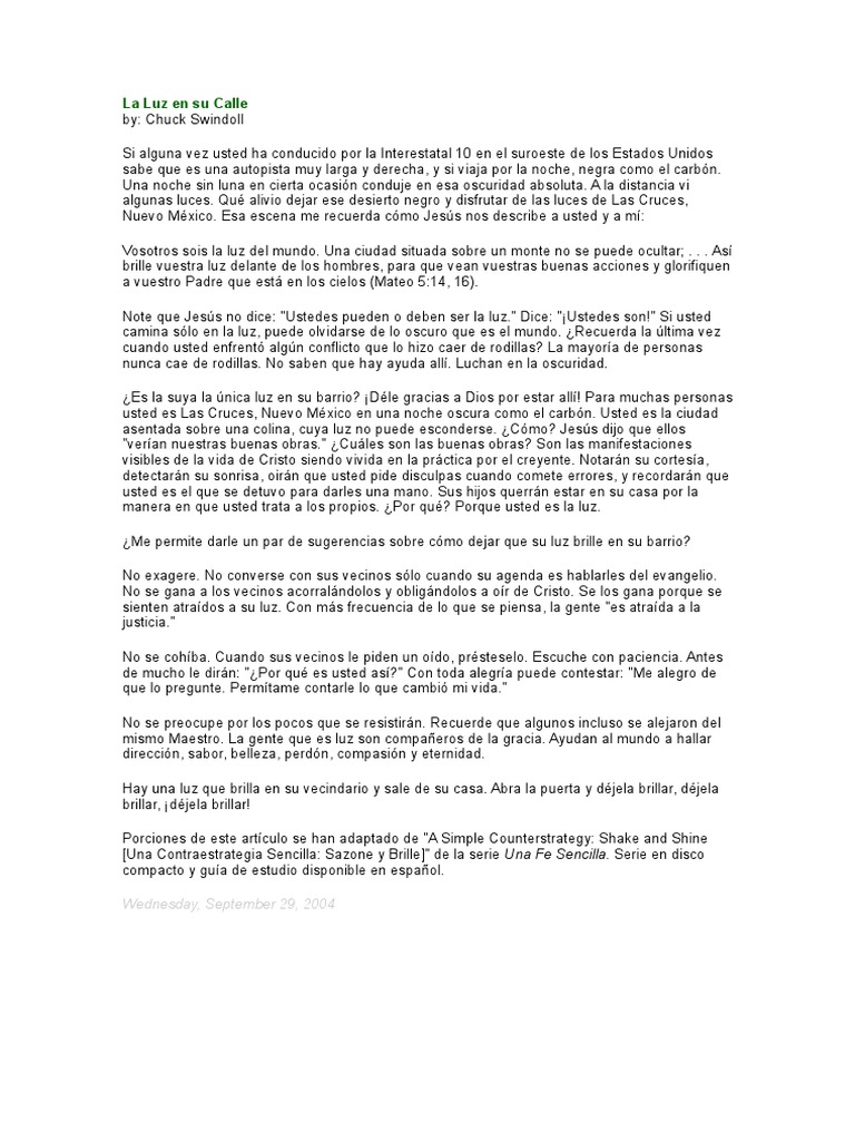 La Luz en Su Calle | PDF | Religión y creencia