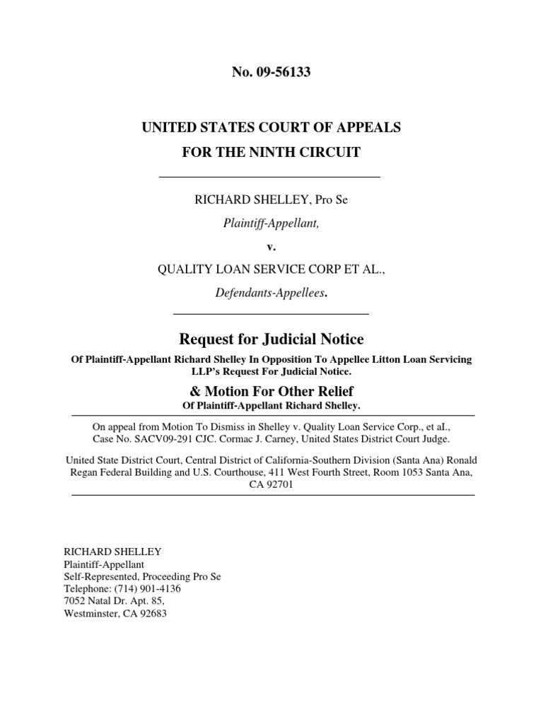 Request For Judicial Notice 1 Promissory Note Lawsuit