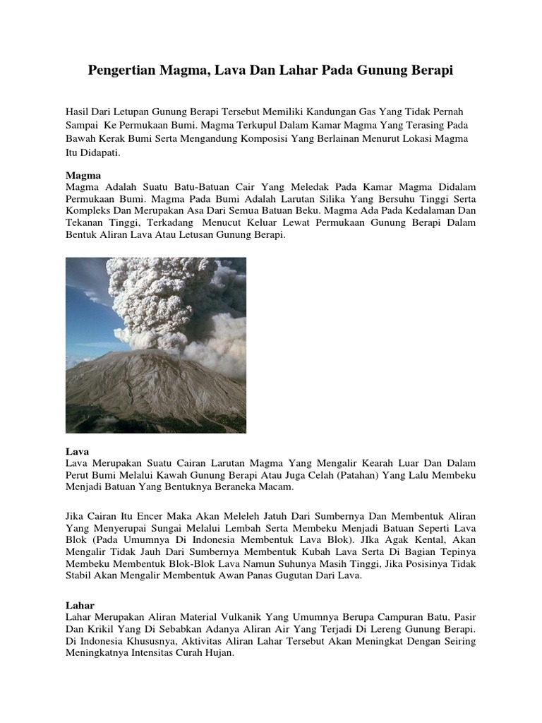 The Nature of Magma, Lava and Lahar in Volcanoes | PDF