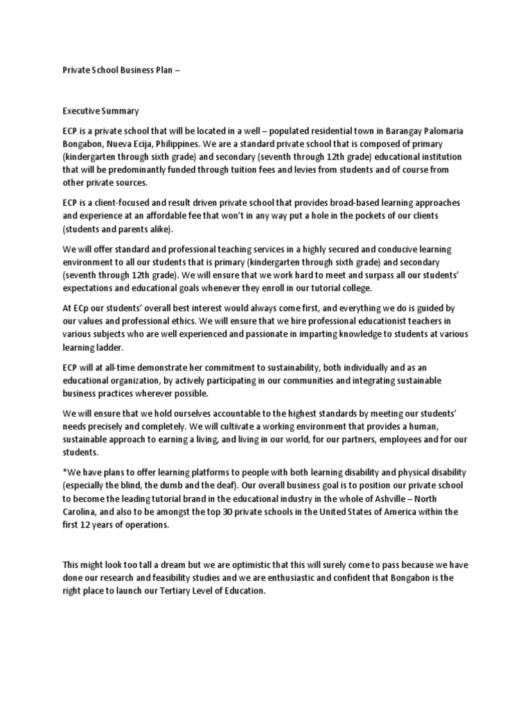 Private School Business Plan | PDF | Private School | Schools