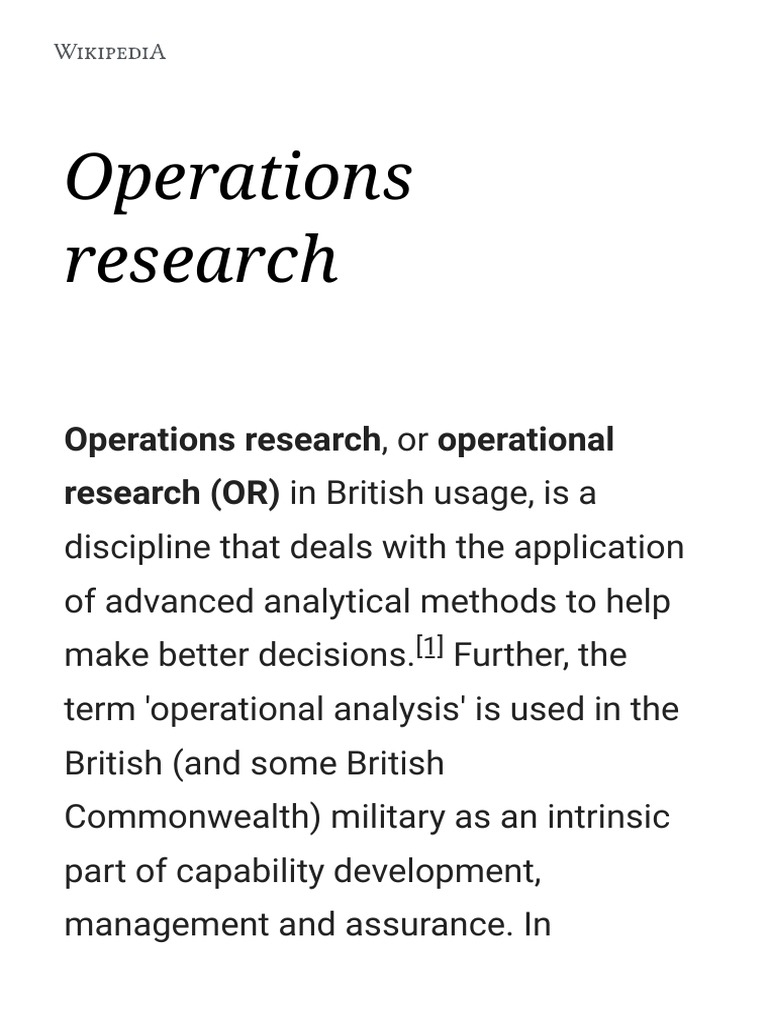 Operations Research PDF Operations Research Science And Technology