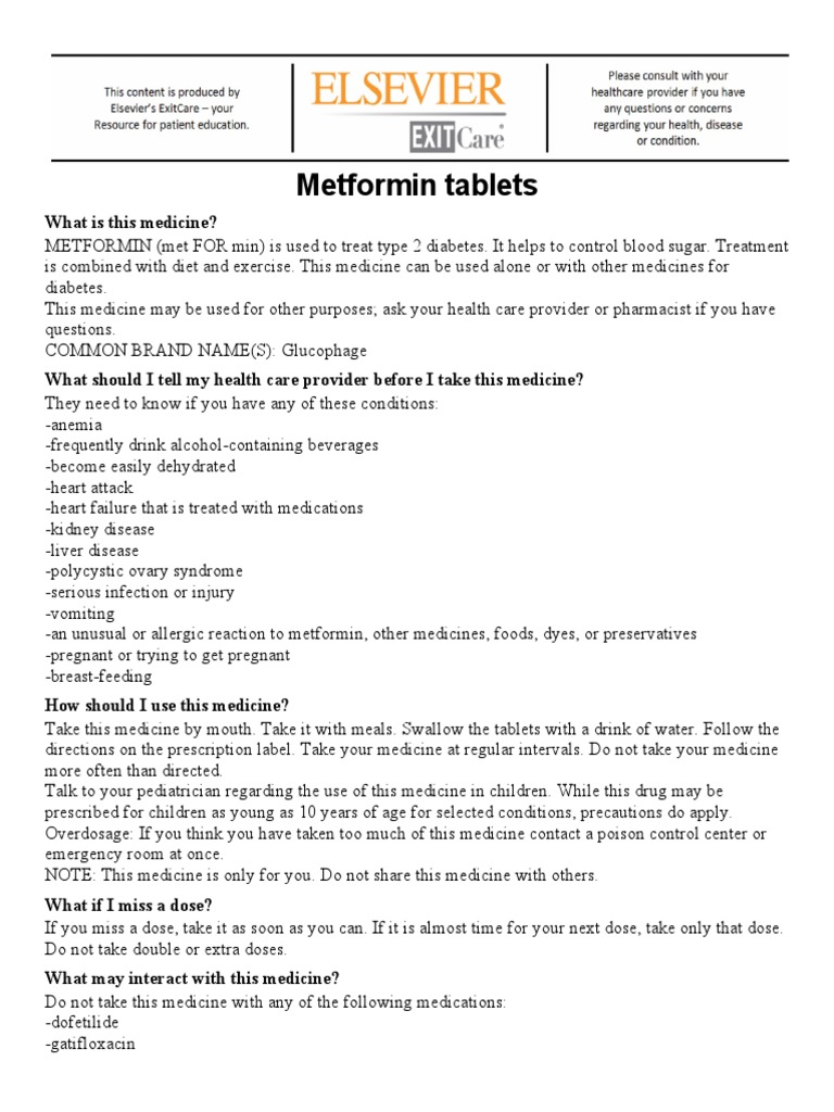 Metformin: Type 2 Diabetes Treatment | PDF | Dose (Biochemistry ...