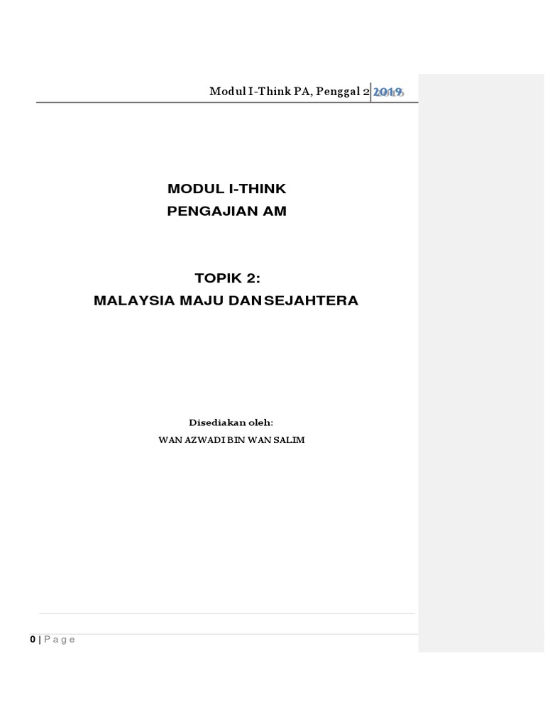 Modul Topik 2 Malaysia Maju Dan Sejahtera Pdf