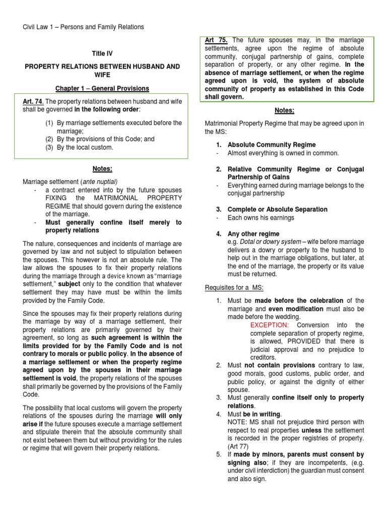 Property Regime PDF Marriage Community Property