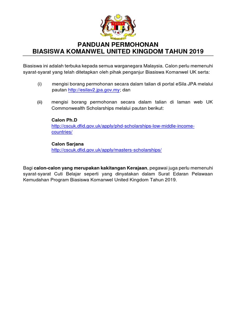 Biasiswa Komanwel Uk 2019 Pdf