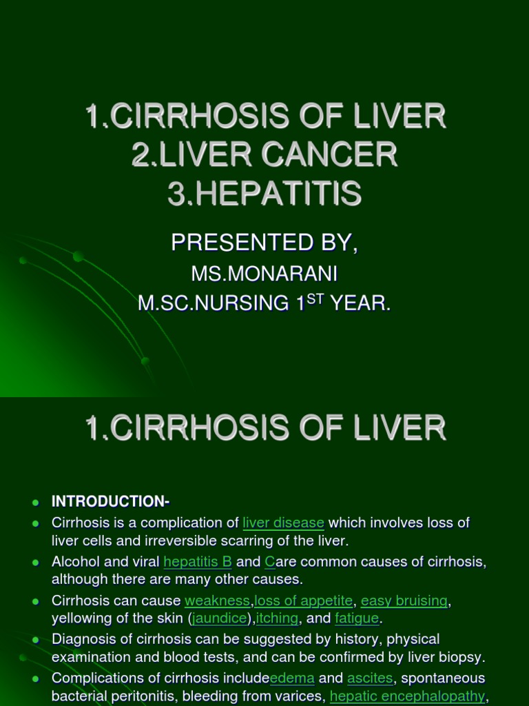 Overview of Liver Cirrhosis and Cancer | PDF | Cirrhosis | Hepatitis