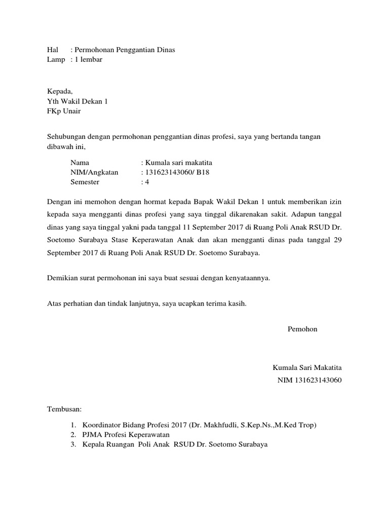 Surat Pergantian Dinas | PDF