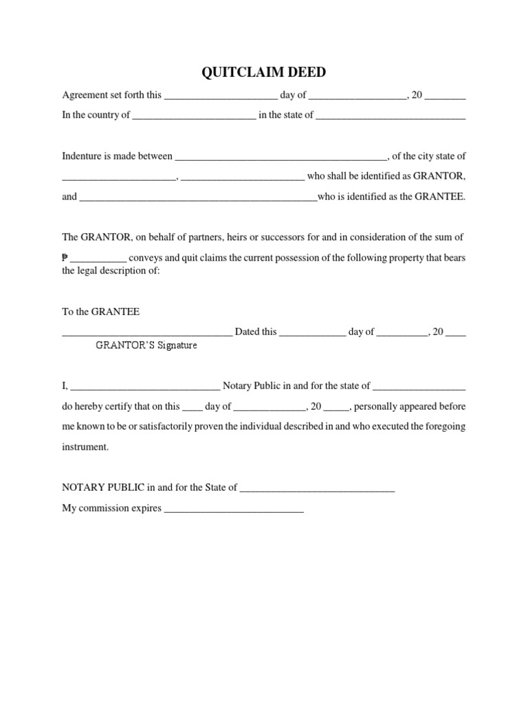Quitclaim Deed Template Form | PDF | Finance & Money Management