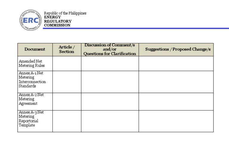 ERC Net Metering Document Format | PDF | Technology & Engineering