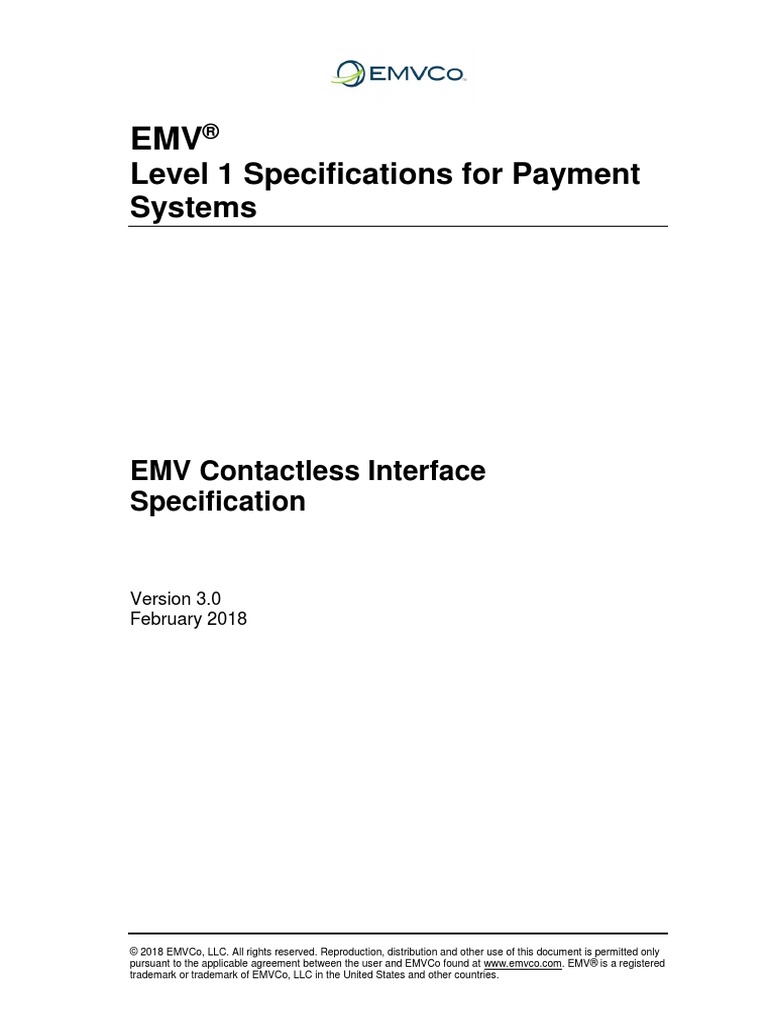 EMV Level 1 Contactless Interface Specification V3.0 180423 PDF | PDF ...