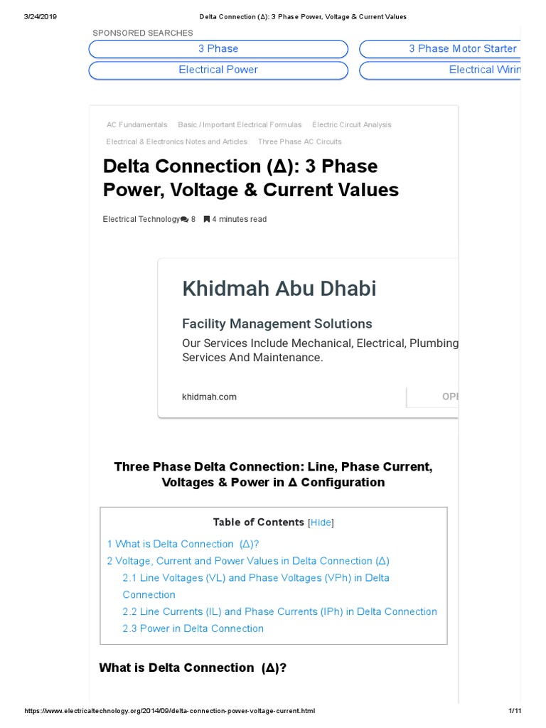 Delta Connection: Power & Current Overview | PDF | Series And Parallel ...