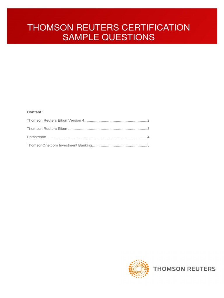 Thomson Reuters Certification Sample Questions: Content | PDF ...