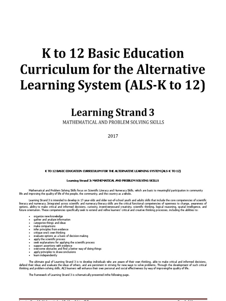 LS 3 Mathematical and Problem Solving Skills!! | PDF | Curriculum ...