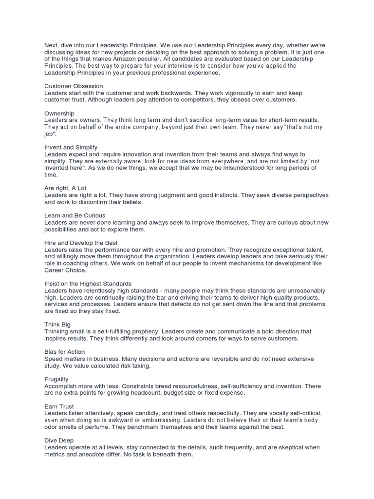 Amazon Interview | PDF | Leadership | Interview