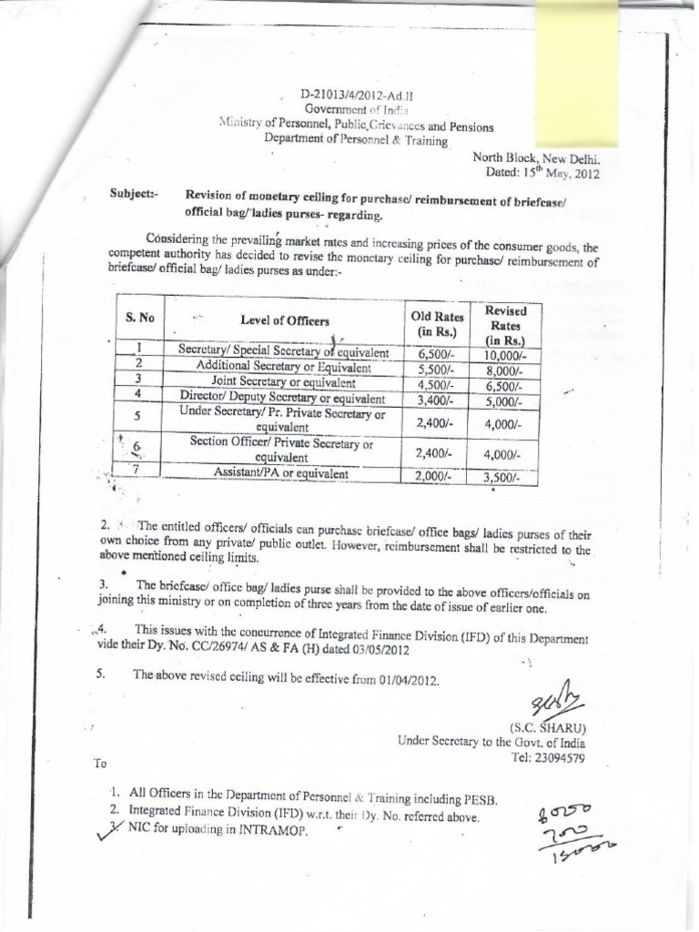 Entitilement Order For Office Bag Briefcase PDF PDF