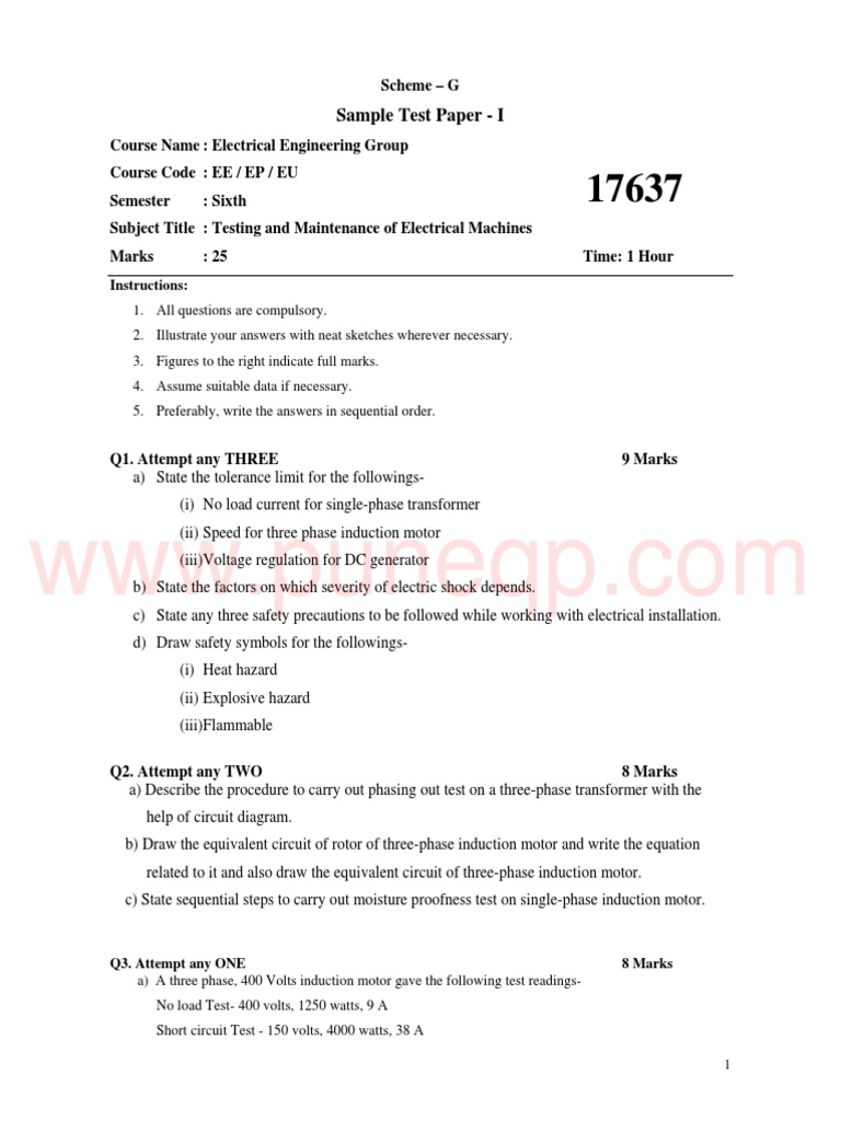 Testing and Maintenance of Electrical Machines PDF Electric Motor