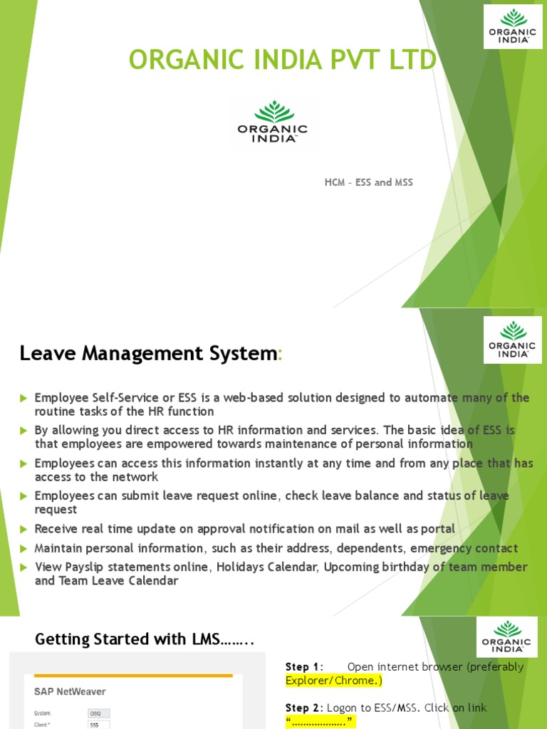 ESS Leave Management System Guide | PDF | Login | Password