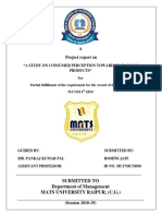 A Project Report On: Submitted To Department of Management Mats University Raipur, (C.G.)