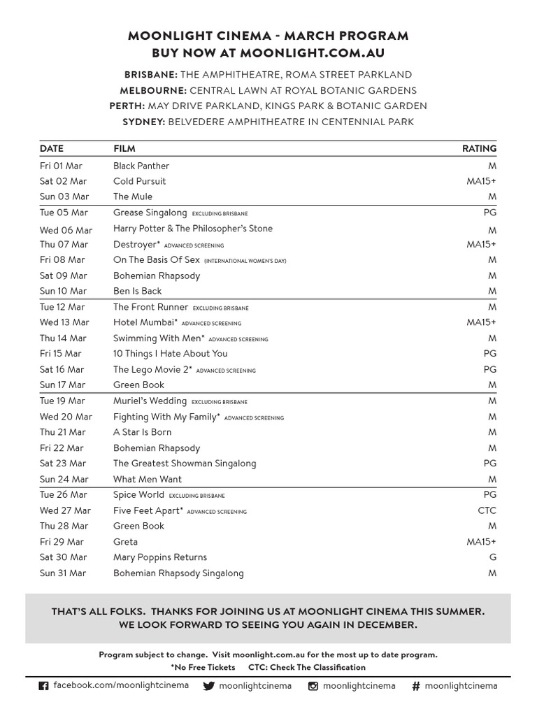 Moonlight March Program As at 280219 | PDF
