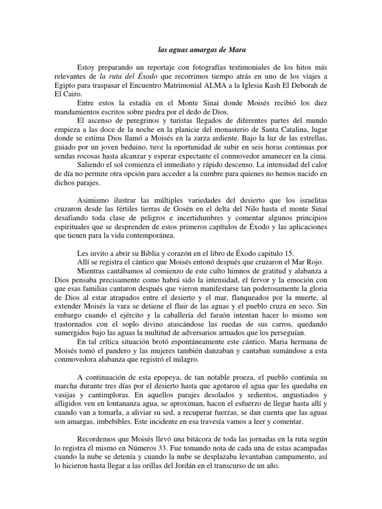 Las Aguas Amargas de Mara Moisés Libro del éxodo