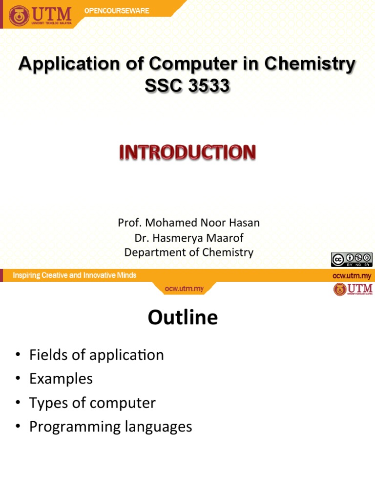 Application of Computer in Chemistry SSC 3533 PDF Chemometrics