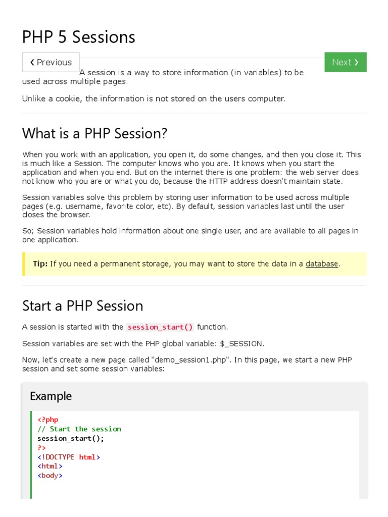 PHP 5 Sessions: What Is A PHP Session? | PDF | Information Science ...