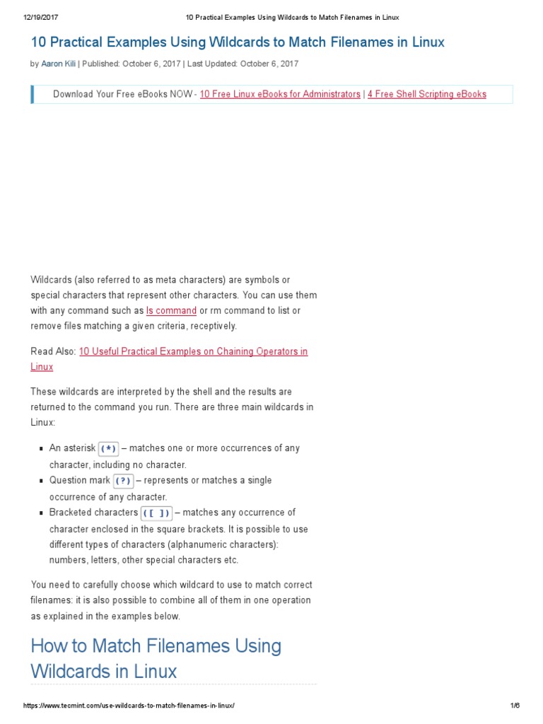 10 Practical Examples Using Wildcards To Match Filenames in Linux PDF Filename Computer File