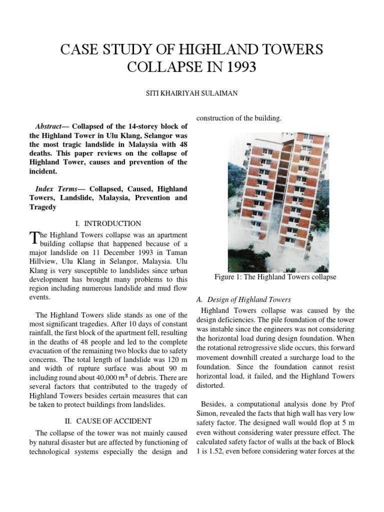 Case Study of Highland Tower Landslide Disaster And Accident