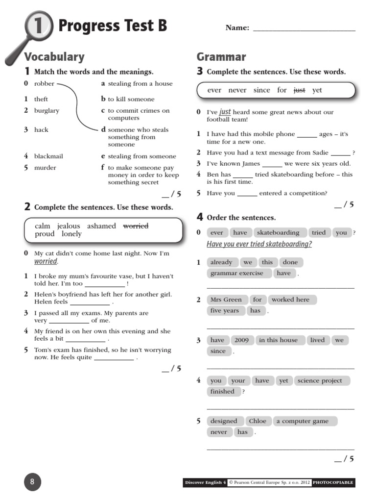 Progress Test 1 B PDF | PDF | Theft | Crime Thriller
