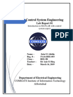 Control System Engineering: Lab Report 01