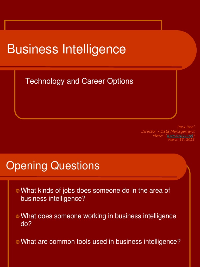 Business Intelligence: Technology and Career Options | PDF | Business ...