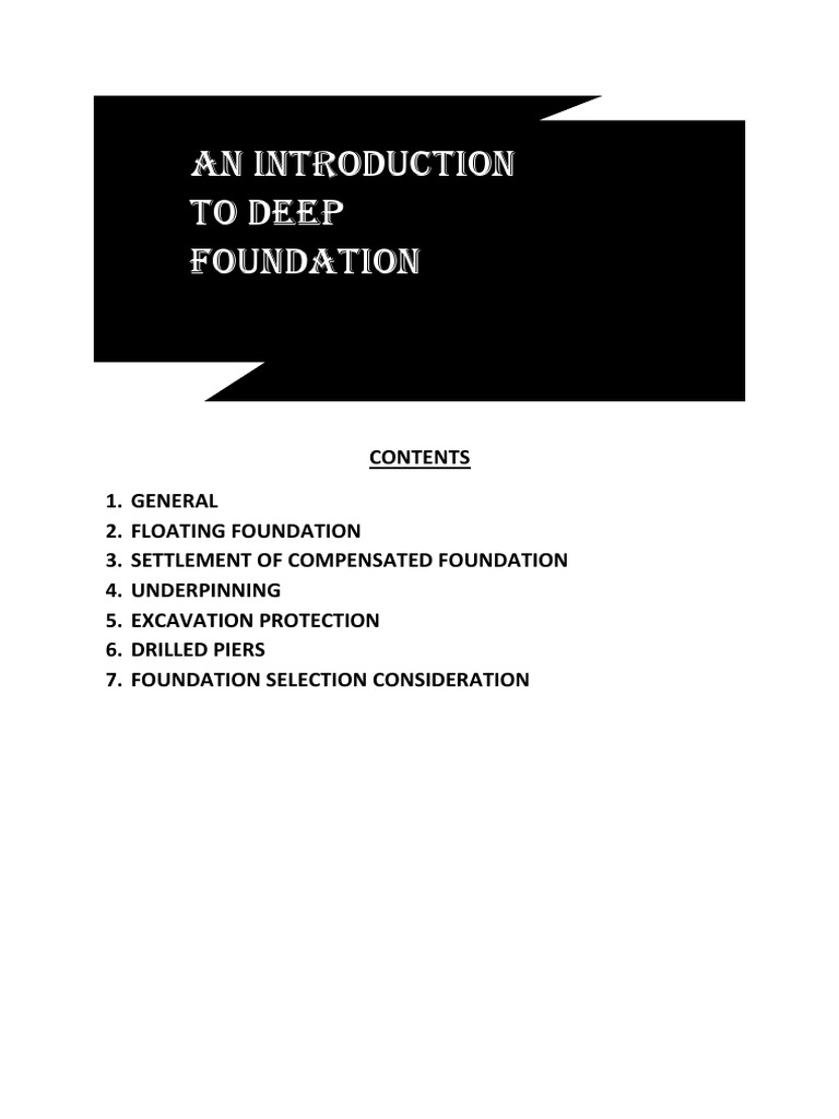 Deep Foundation Techniques and Considerations | PDF | Deep Foundation ...