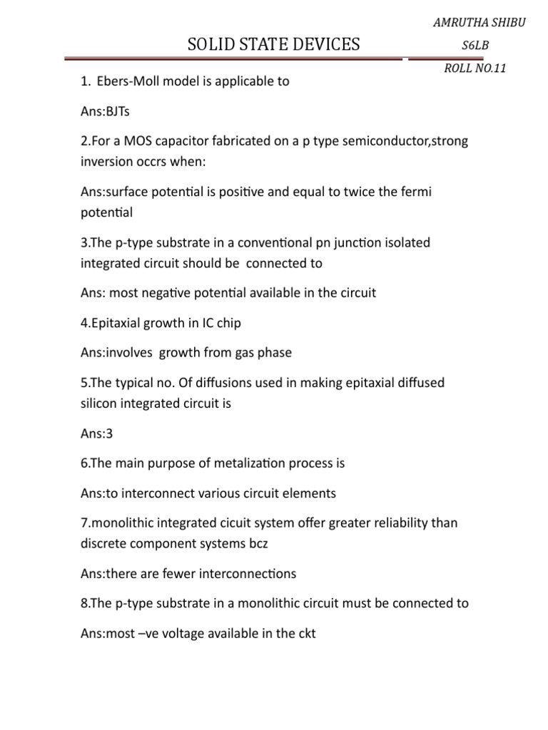 Solid State Devices | PDF