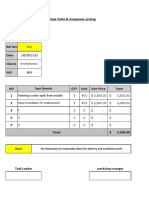 Workshop Tasks & Manpower Pricing: NO QTY Unit Unit Price Totel 1 2 3 4 5 Total Task Details