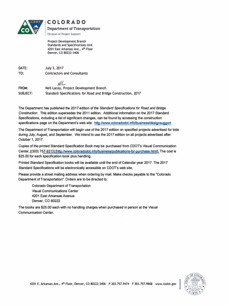 Contractors and Consultants 2017 Standard Specifications For Road and