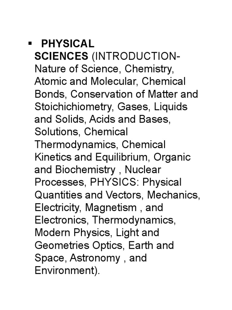 Intro to Physical Sciences | PDF