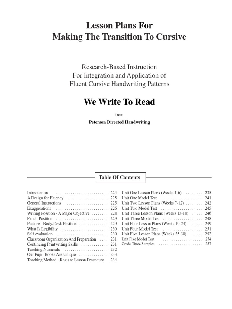 Cursive Handwriting Lesson Plans Guide | PDF | Lesson Plan | Scientific ...