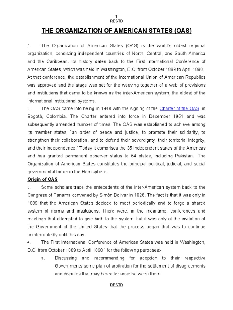 Origin and Structure of OAS | PDF | International Relations | Government