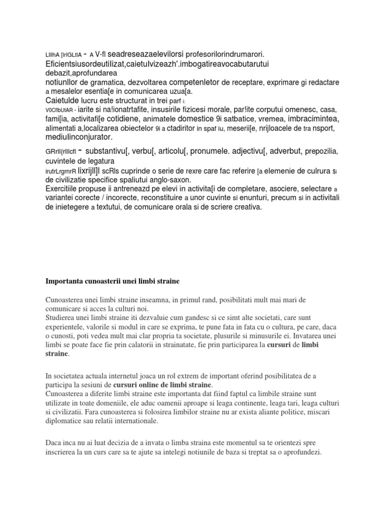 Importanta Cunoasterii Unei Limbi Straine