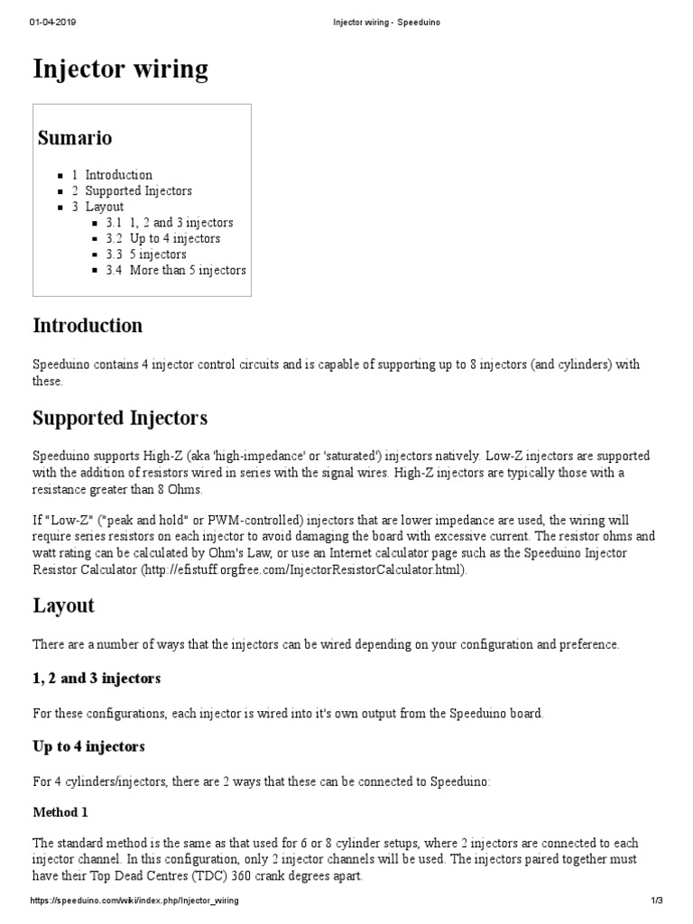 Injector Wiring - Speeduino | PDF | Resistor | Fuel Injection