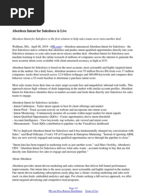 Aberdeen Intent For Salesforce Is Live Salesforce Com Marketing