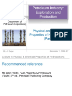 Petroleum Industry: Exploration and Production: Physical and Chemical Properties of Hydrocarbons (Part I)