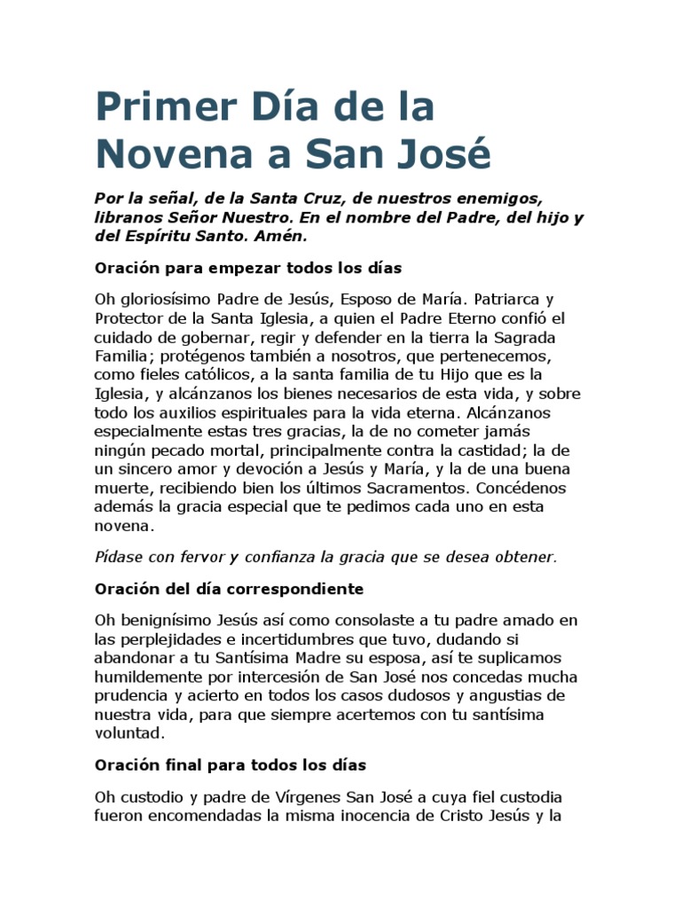 Novena A San José | PDF | María, madre de Jesús | Oración