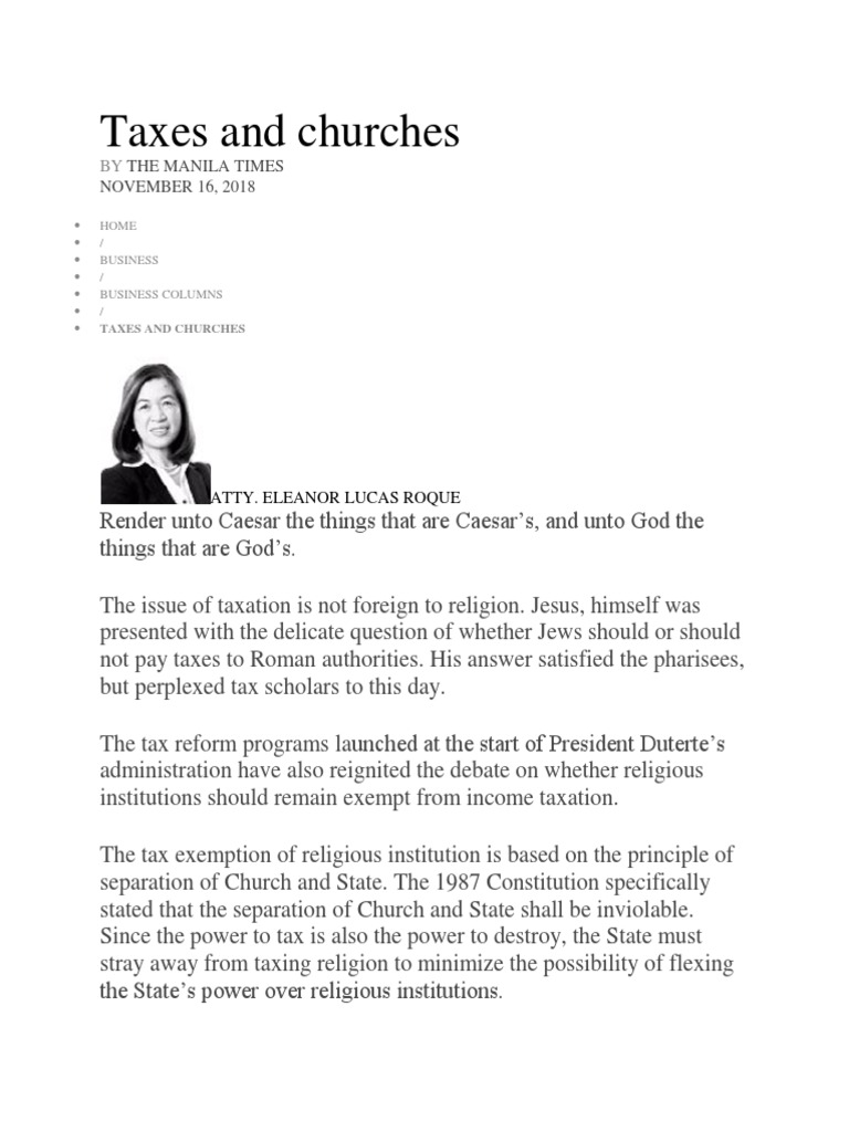 Taxes and Churches PDF Tax Exemption Nonprofit Organization