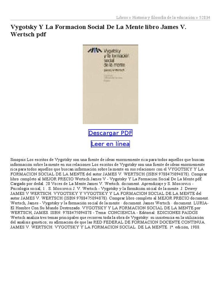 Vygotsky y la formación de la mente | PDF