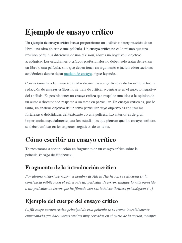 Ejemplo De Ensayo Críticodocx