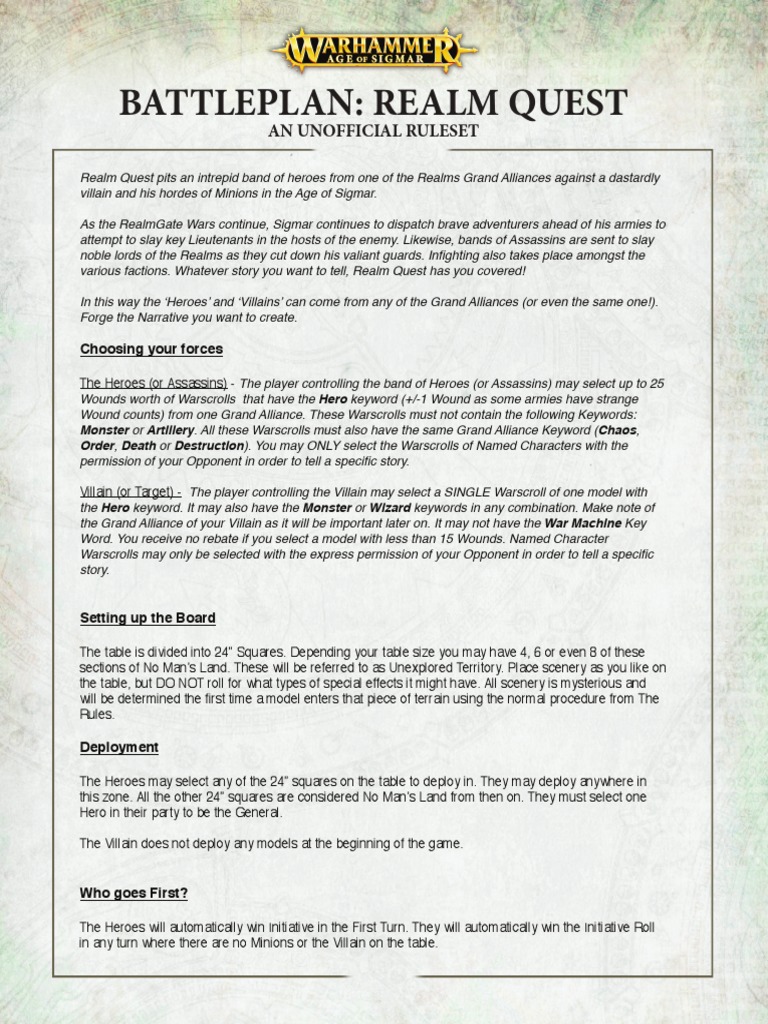 Battleplan REALM QUEST PDF | PDF | Quest | Leisure
