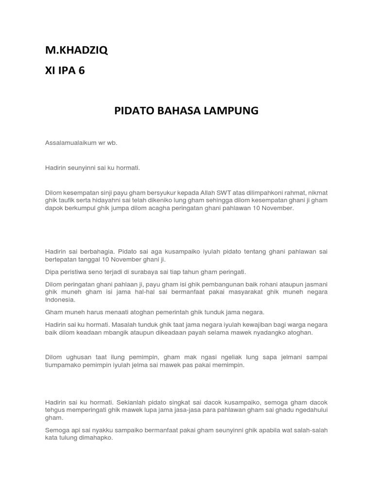 Pidato Bahasa Lampung