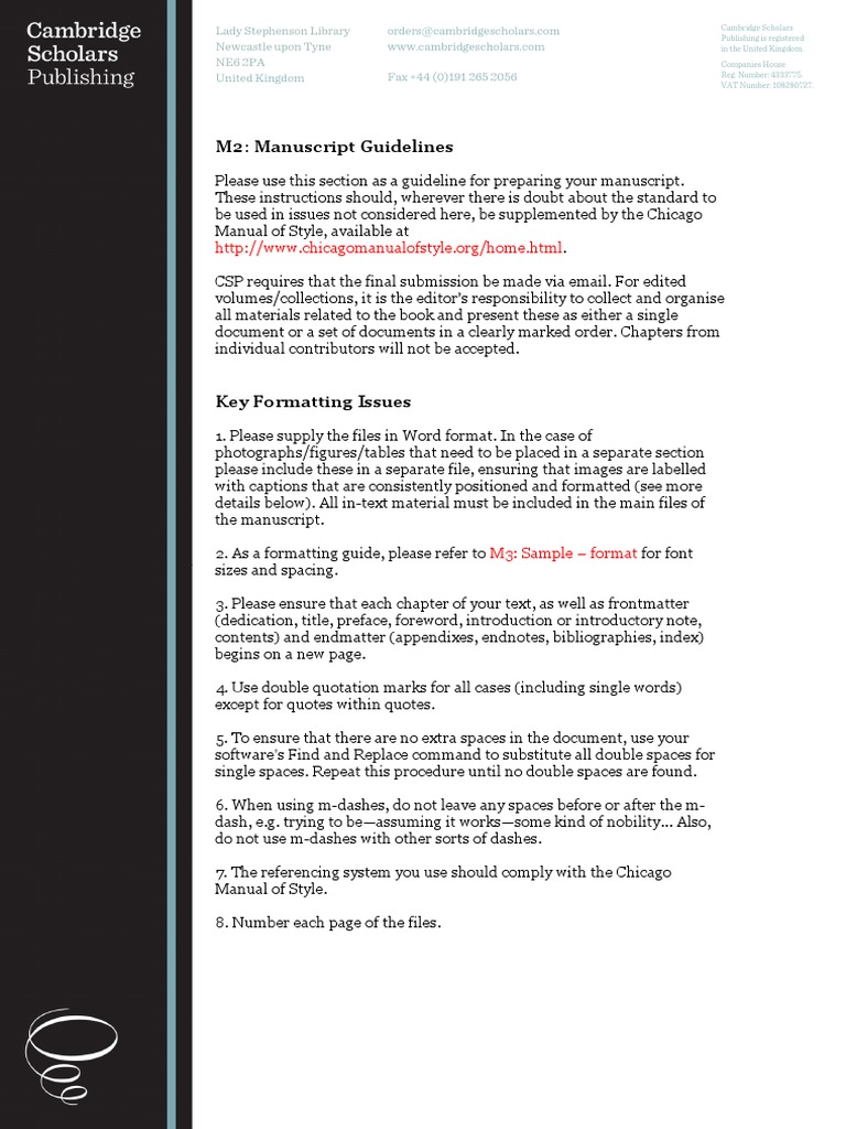 M2: Manuscript Guidelines: Lady Stephenson Library Newcastle Upon Tyne ...